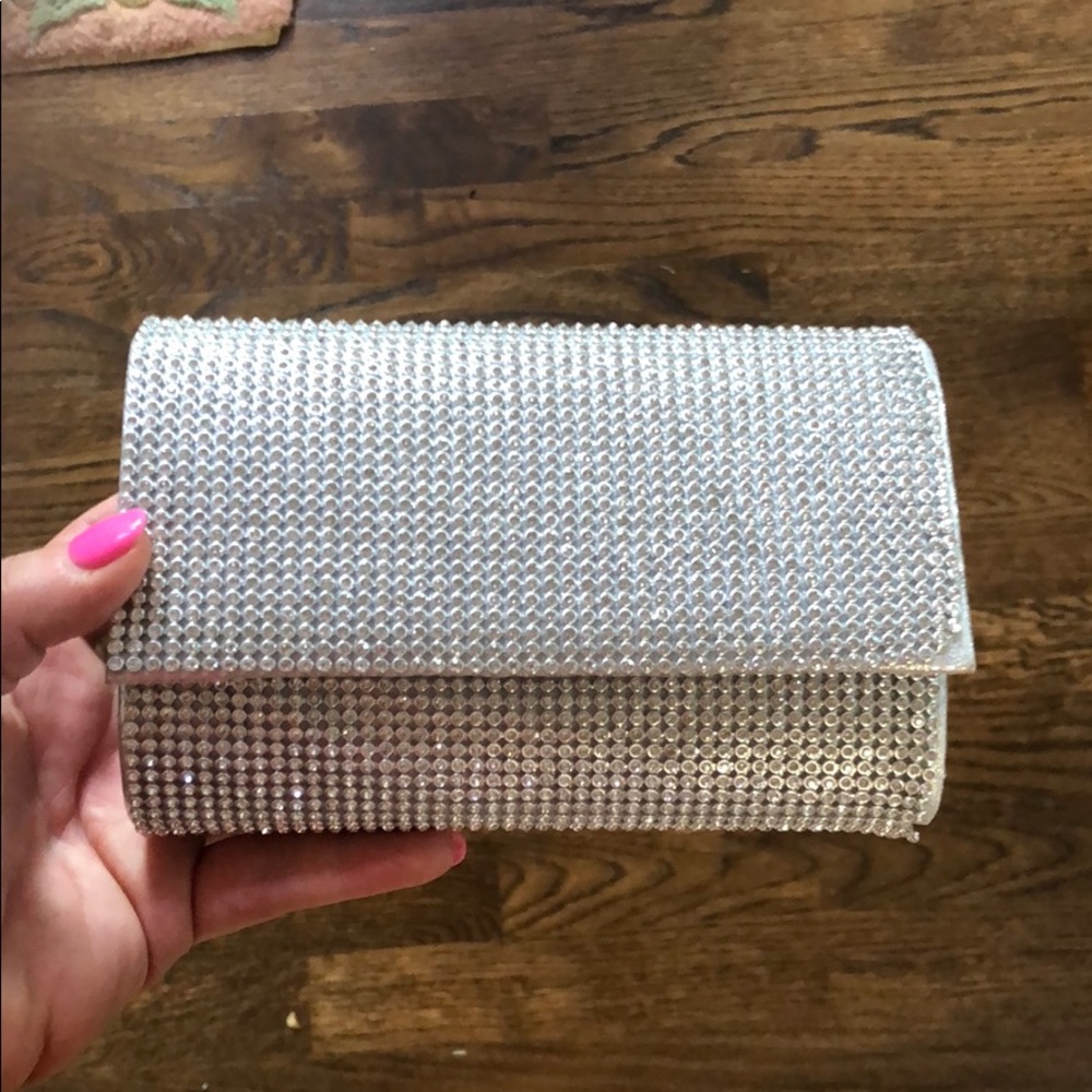 Silver bling clutch purse